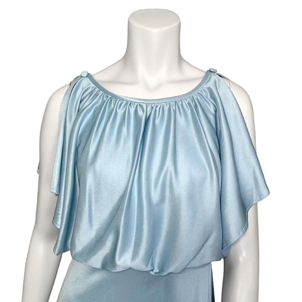 VINTAGE 1970s Ice Blue Gown - Picture 5 of 7